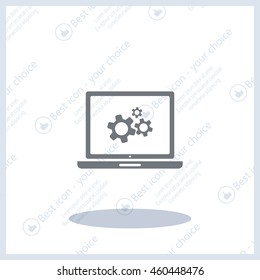 setting parameters, laptop icon, vector illustration. Flat design style