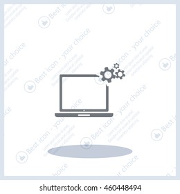 setting parameters, laptop icon, vector illustration. Flat design style