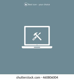 setting parameters, laptop icon, vector illustration. Flat design style