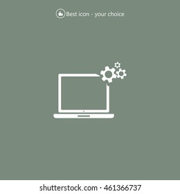 setting parameters, laptop icon, vector illustration. Flat design style