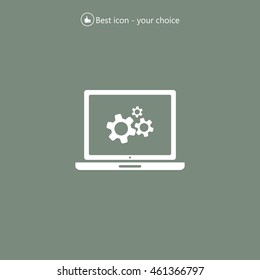setting parameters, laptop icon, vector illustration. Flat design style