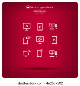 setting parameters, laptop icon, vector illustration. Flat design style