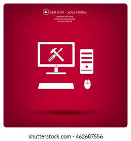 setting parameters, laptop icon, vector illustration. Flat design style