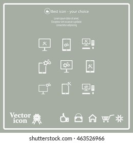 setting parameters, laptop icon, vector illustration. Flat design style