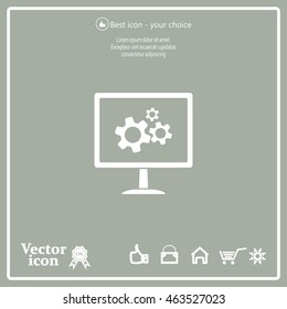 setting parameters, laptop icon, vector illustration. Flat design style