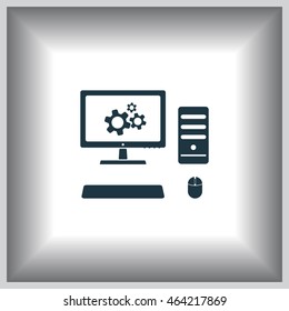 setting parameters, laptop icon, vector illustration. Flat design style