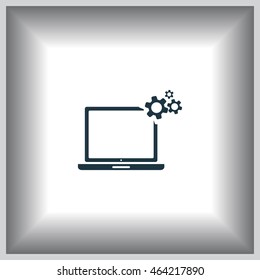 setting parameters, laptop icon, vector illustration. Flat design style