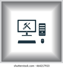 setting parameters, laptop icon, vector illustration. Flat design style