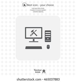 setting parameters, laptop icon, vector illustration. Flat design style