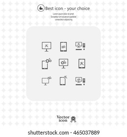 setting parameters, laptop icon, vector illustration. Flat design style