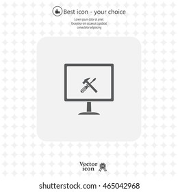 setting parameters, laptop icon, vector illustration. Flat design style