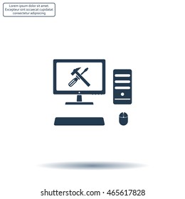 setting parameters, laptop icon, vector illustration. Flat design style