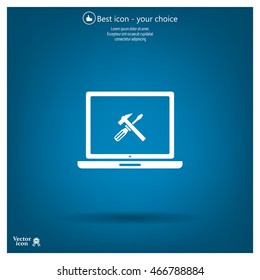 setting parameters, laptop icon, vector illustration. Flat design style