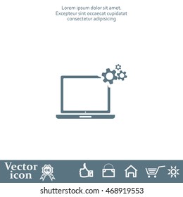 setting parameters, laptop icon, vector illustration. Flat design style