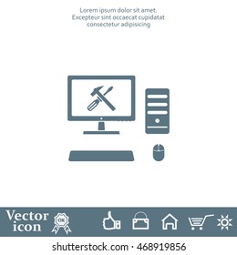 setting parameters, laptop icon, vector illustration. Flat design style
