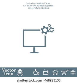 setting parameters, laptop icon, vector illustration. Flat design style
