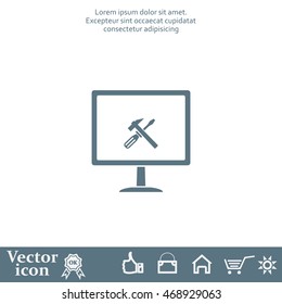 setting parameters, laptop icon, vector illustration. Flat design style