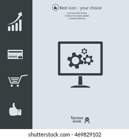 setting parameters, laptop icon, vector illustration. Flat design style