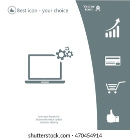 setting parameters, laptop icon, vector illustration. Flat design style