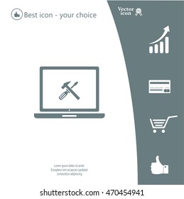 setting parameters, laptop icon, vector illustration. Flat design style