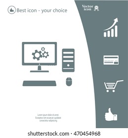 setting parameters, laptop icon, vector illustration. Flat design style