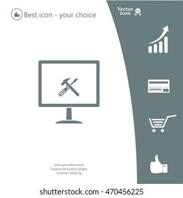 setting parameters, laptop icon, vector illustration. Flat design style