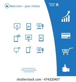 setting parameters, laptop icon, vector illustration. Flat design style