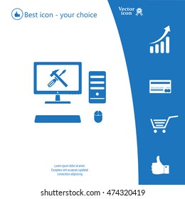 setting parameters, laptop icon, vector illustration. Flat design style