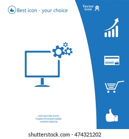 setting parameters, laptop icon, vector illustration. Flat design style