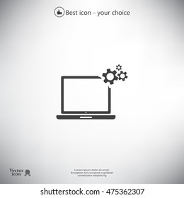 setting parameters, laptop icon, vector illustration. Flat design style