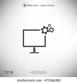 setting parameters, laptop icon, vector illustration. Flat design style