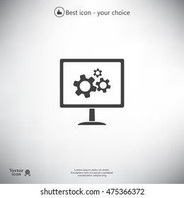 setting parameters, laptop icon, vector illustration. Flat design style