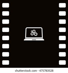 setting parameters, laptop icon, vector illustration. Flat design style
