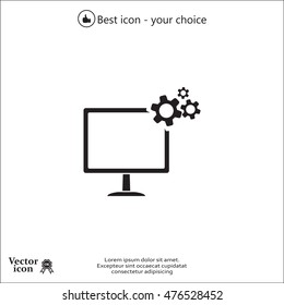 setting parameters, laptop icon, vector illustration. Flat design style