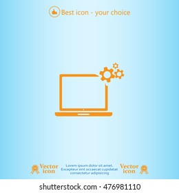setting parameters, laptop icon, vector illustration. Flat design style