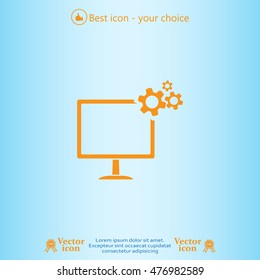 setting parameters, laptop icon, vector illustration. Flat design style