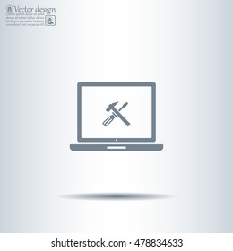 setting parameters, laptop icon, vector illustration. Flat design style