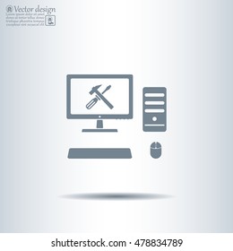 setting parameters, laptop icon, vector illustration. Flat design style