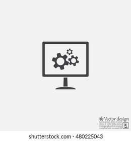 setting parameters, laptop icon, vector illustration. Flat design style