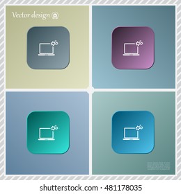 setting parameters, laptop icon, vector illustration. Flat design style