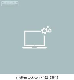 setting parameters, laptop icon, vector illustration. Flat design style