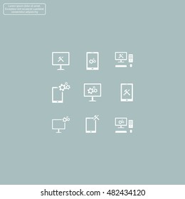 setting parameters, laptop icon, vector illustration. Flat design style