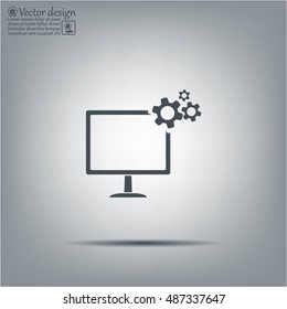 setting parameters, laptop icon, vector illustration. Flat design style