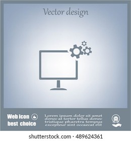 setting parameters, laptop icon, vector illustration. Flat design style