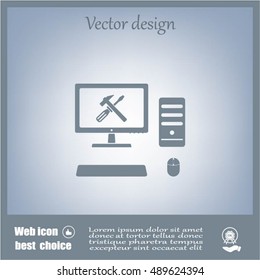 setting parameters, laptop icon, vector illustration. Flat design style