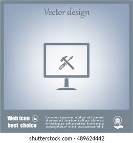 setting parameters, laptop icon, vector illustration. Flat design style