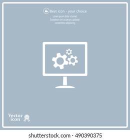 setting parameters, laptop icon, vector illustration. Flat design style