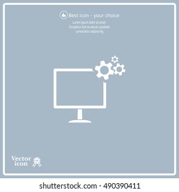 setting parameters, laptop icon, vector illustration. Flat design style