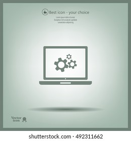 setting parameters, laptop icon, vector illustration. Flat design style