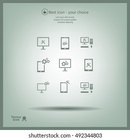 setting parameters, laptop icon, vector illustration. Flat design style